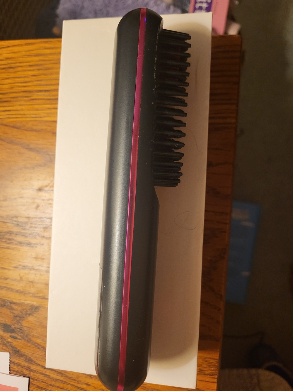 Go Brush Pro Hair Straightening Brush with Pink Accent